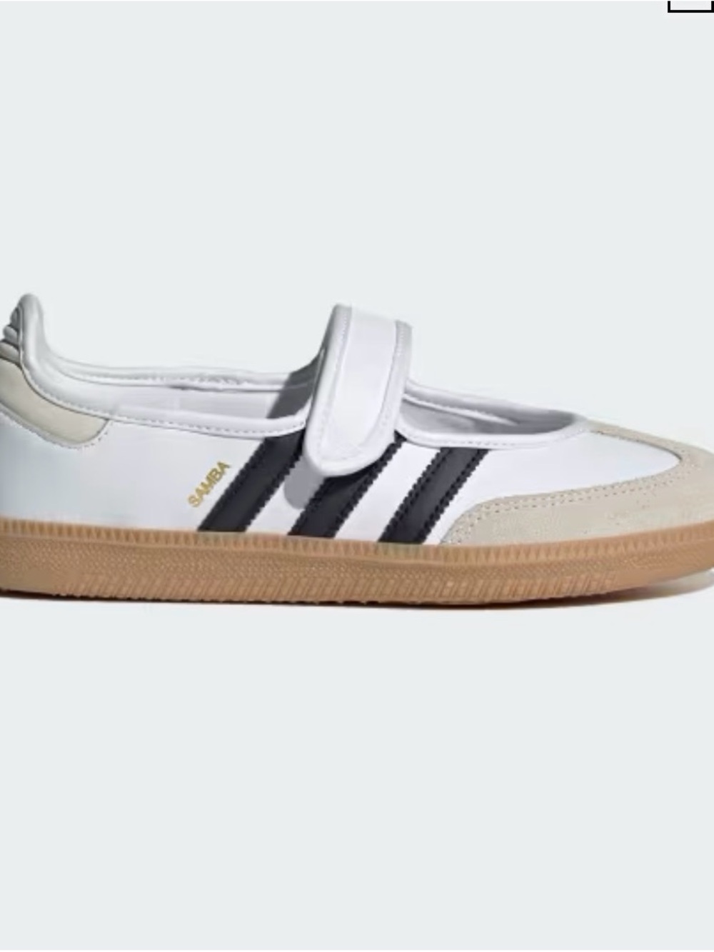 adidas Samba White Mary-Jane Sneaker with Black Stripes Gum Sole. NWT. Size 8.5 - Picture 2 of 13